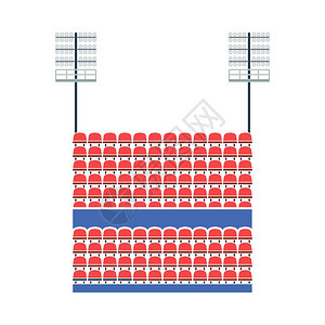 带座椅和浅马斯特图标的论坛体育馆平面彩色设计矢量说明图片