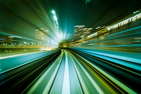 城市铁路隧道列车的动作模糊背景抽象图片