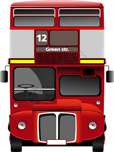 伦敦双Decker红色巴士矢量插图图片