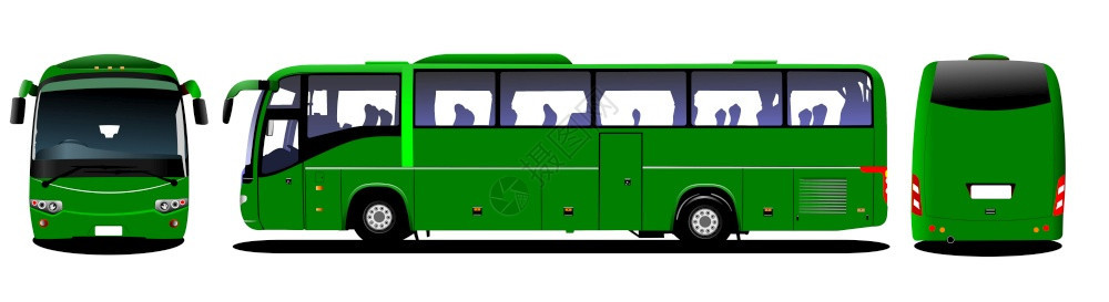 绿色城市公共汽车的三个预测插图图片