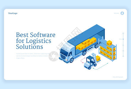 卡车运货服务仓储的叉车装载货物运输3D图图片