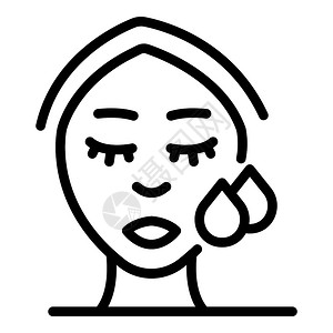 脸部矢量图标用于孤立白色背景的网络设计皱纹女脸部图标大纲样式插画