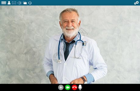 关于远程医疗和保健服务的视频电话医生发言计算机屏幕方面的网上保健应用医疗技术概念图片