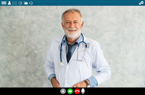 关于远程医疗和保健服务的视频电话医生发言计算机屏幕方面的网上保健应用医疗技术概念图片