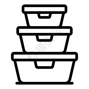 古色古香饭盒午餐框图标大纲午餐盒矢量图标用于在白色背景上孤立的