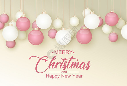 圣诞节球装饰背景圣诞快乐和新年圣诞节和新年快乐的矢量插图图片