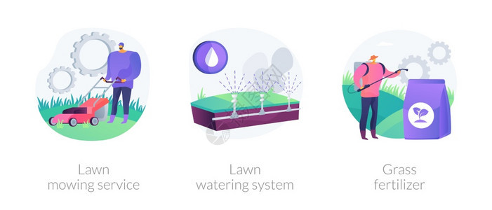 园艺服务抽象概念矢量图集草坪播种服务浇水系统肥通热和除挖地利灌溉抽象隐喻园艺服务抽象概念矢量图集图片