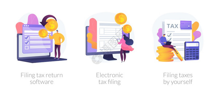 收入报告申财务表税申软件电子税务申报个人税的比喻病媒孤立概念比喻插图纳税申报软件矢量概念比喻图片