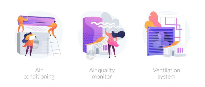 室内天气和候控制技术冷却和供暖设备空调气质量监测通风系统隐喻病媒孤立概念比喻图空气系统清洁病媒概念隐喻图片