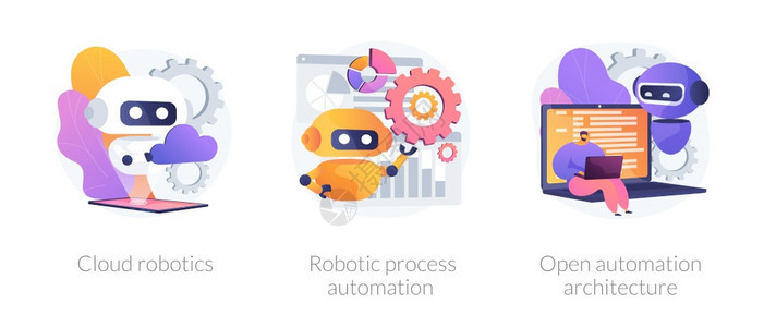 人工智能软件自动数据库管理云形机器人程序自动化开放建筑比喻矢量孤立概念比喻图机器人方案开发矢量概念比喻图片