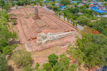 Ayutthaya省泰国曼谷市附近的Sukhothai寺庙空中最顶端的景象旅游概念中著名的泰国旅游景点建筑图片