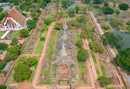 Ayutthaya省泰国曼谷市附近的Sukhothai寺庙空中最顶端的景象旅游概念中著名的泰国旅游景点建筑图片