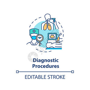 诊断程序概念图标专业医疗分析诊断确定概念细线插图医生检查矢量孤立大纲RGB彩色绘图可编辑中风图片