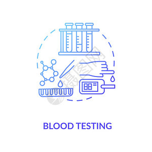 血液检测概念图标医学实验室研究临床分析生物化学技术思想细线插图矢量孤立大纲RGB色画图片