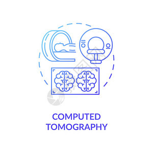 计算断层摄影概念图标医疗技术CT扫描想法细线插图人类大脑检查专业诊断矢量孤立图示RGB颜色绘图计算断层摄影概念图标图片