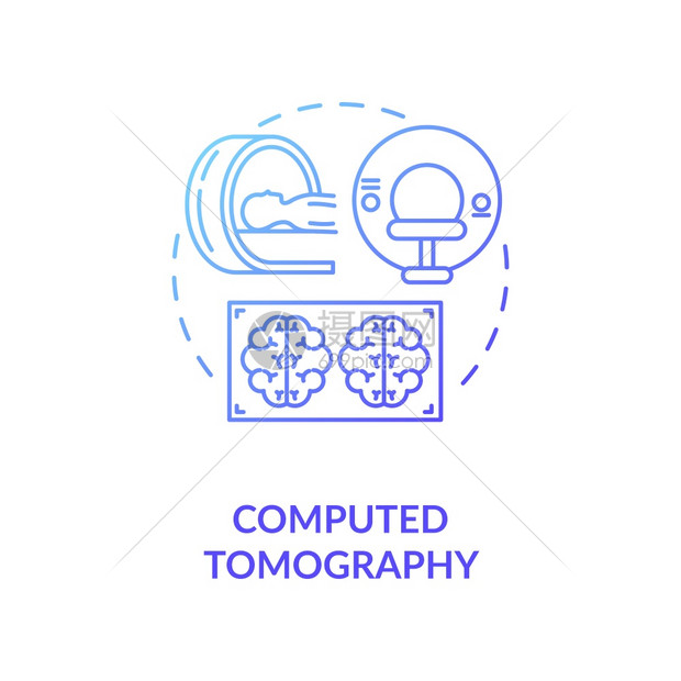 计算断层摄影概念图标医疗技术CT扫描想法细线插图人类大脑检查专业诊断矢量孤立图示RGB颜色绘图计算断层摄影概念图标图片