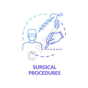 外科手术程序概念图标专业外科医生职业构想细线插图医疗作业切割和缝纫矢量孤立大纲RGB颜色图画外科手术工作构想概念图标图片