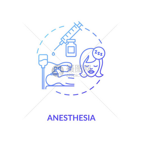 麻醉概念图标医疗镇静剂保健服务细线插图麻醉注射手术准备矢量孤立图示RGB彩色绘图图片