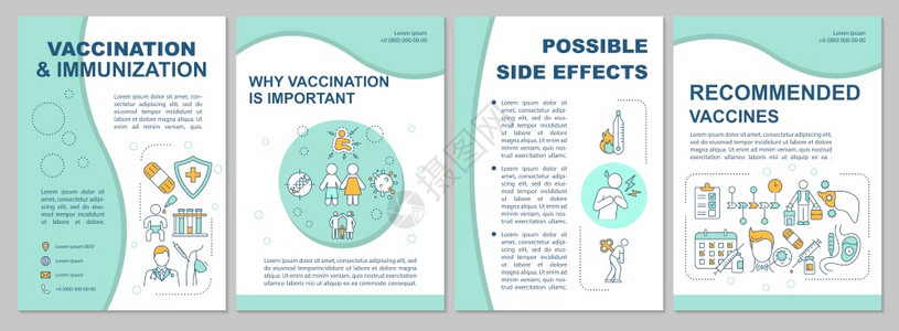 疫苗接种和免小册子模板疾病预防传单小册子用线图标设计的封面杂志年度报告广海的矢量布局疫苗接种和免小册子模板图片