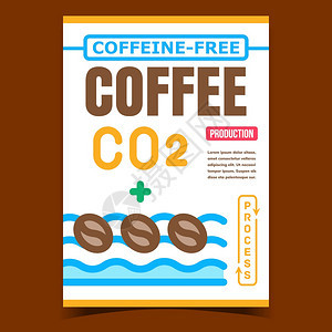 矢量咖啡豆在水添加CO2二氧化碳生产过程中的创意促销禁令概念模板图片