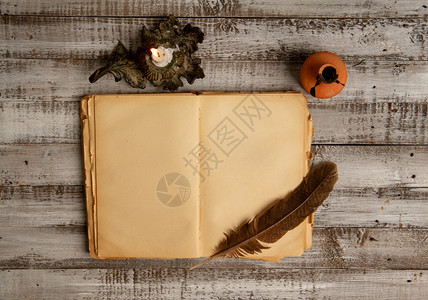 文件模板将旧日记和附件空用于写墨水和羽毛笔背景