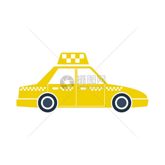 出租车汽图标平面彩色设计矢量说明图片