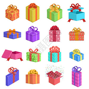 礼物盒生日婚或圣诞节物盒带的孤立矢量插图节庆礼物赠与奖欢庆活动祝奖带的孤立矢量插图贺礼物背景图片