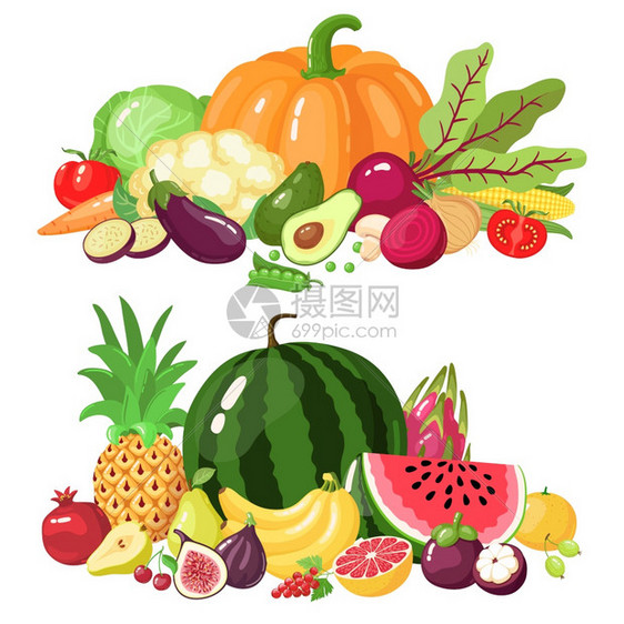蔬菜和水果卡通素食品西瓜南和苹果维生素新鲜蔬菜南瓜和苹果新鲜蔬菜以及水果病媒图示标有机健康产品用于市场农业南瓜和苹果维生素新鲜蔬图片