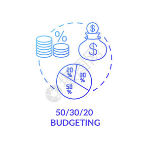 预算编制概念图标金钱分割概念未来最佳储蓄战略商业收入预期富裕生活理念细线插图矢量孤立的大纲RGB颜色绘图图片