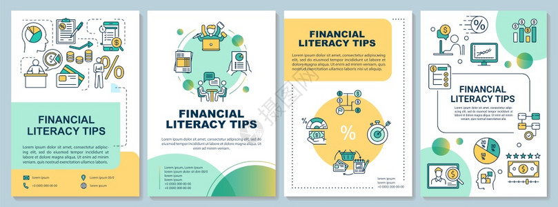 金融扫盲手册模板金融分析手册传单直线图标封面设计杂志年度报告广海的矢量布局图片