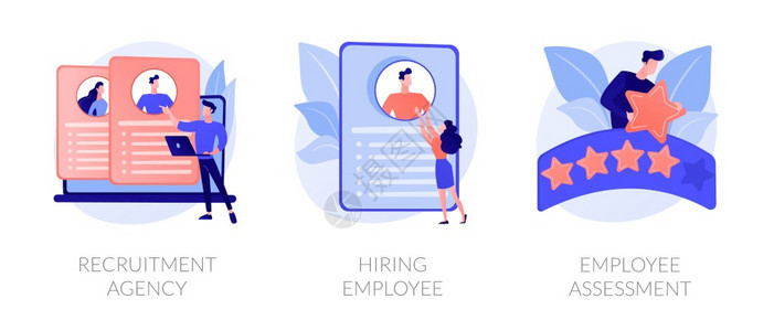 就业服务恢复搜索工作人员甄选招聘机构雇用员评估比喻网页模板概念比喻图片