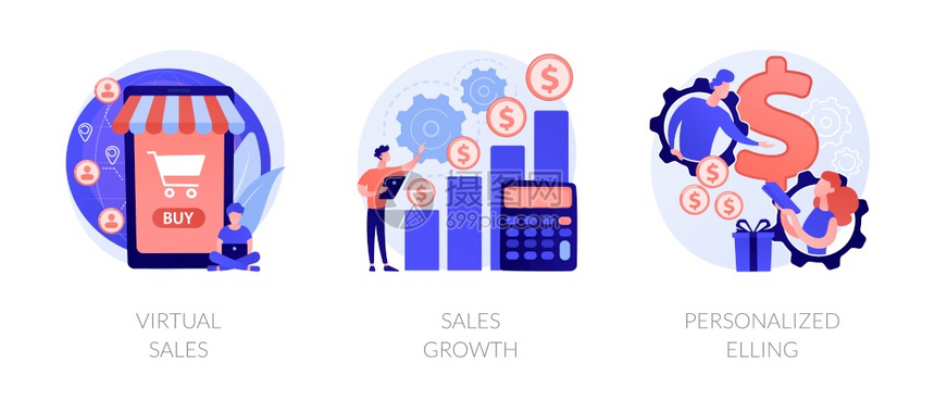 商业收入分析虚拟销售增长个化销售隐喻病媒孤立概念比喻图销售经理病媒概念隐喻图片