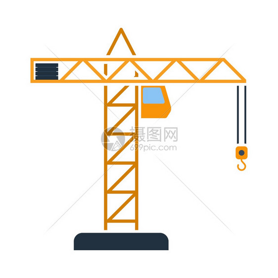 起重机的图标平面彩色设计矢量说明图片