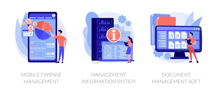 费用控制个人财务控制应用程序和数据中心自动化移支出管理信息系统文件管理软隐喻矢量孤立概念比喻图插画