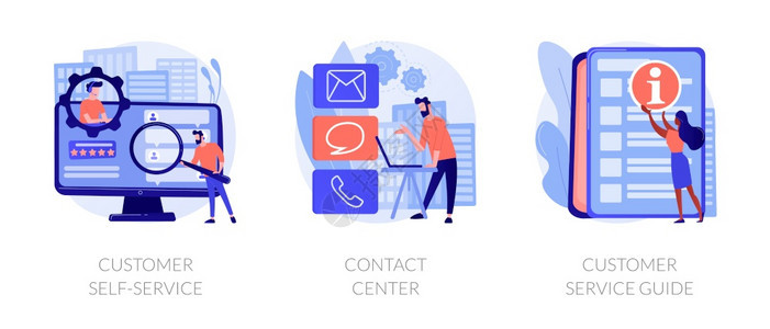 客户自我服务联系中心客户服务指南隐喻矢量孤立概念比喻图客户服务和关系矢量概念隐喻图片