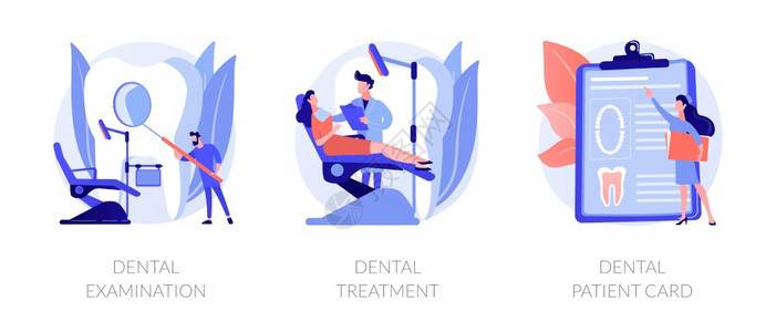 口腔病诊所牙科预约检查和牙齿护理程序科检查治疗病人卡比喻媒孤立概念比喻插图牙科保健病媒概念比喻图片