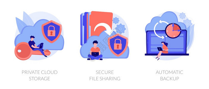 云计算网络托管平台数据上传和库服务器私人云存储安全文件共享自动备份比喻矢量孤立概念比喻图网络托管平台矢量概念比喻背景图片