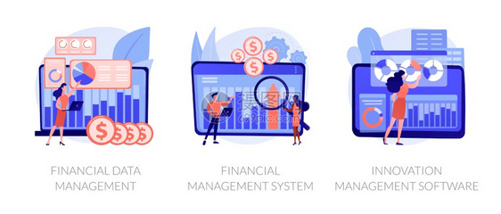 财务数据管理系统创新软件比喻病媒孤立概念比喻图财务和信息技术数据软件矢量概念比喻图片