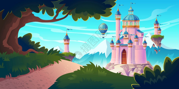 粉红色魔法城堡背景图片
