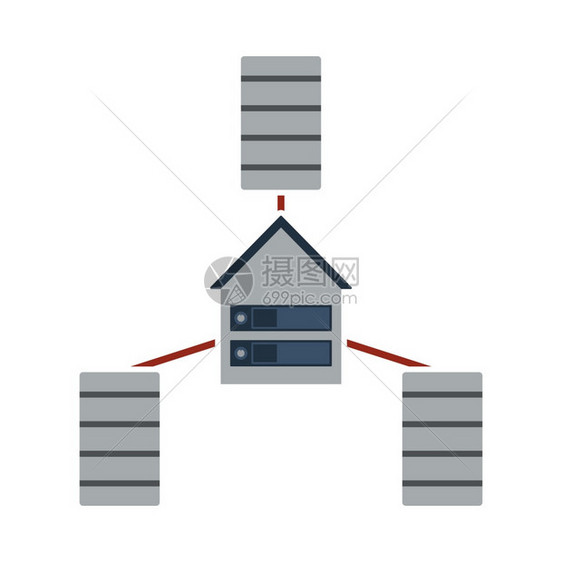数据中心图标平面颜色设计矢量说明图片