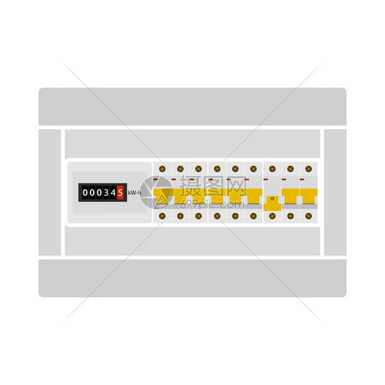 电路断器箱图标平面彩色设计矢量说明图片