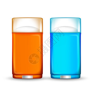 装有不同颜色液体的杯子矢量元素图片