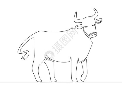 2021牛年线描画图片