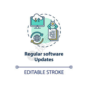 常规软件更新概念图标安全漏洞修补短线插图的想法计算机错误修补关键丁矢量孤立大纲RGB颜色绘图可编辑中风常规软件更新概念图标背景图片