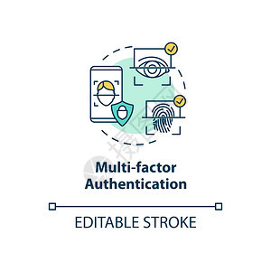 多要素认证概念图标身份和访问管理概念细线插图指纹面部识别矢量孤立大纲RGB颜色绘图可编辑中风多要素认证概念图标图片