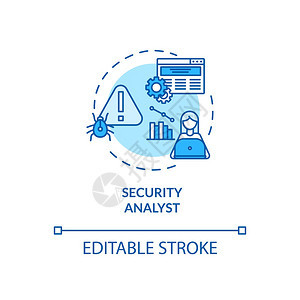 安全分析师概念图标网络安全职业理念细线插图图片