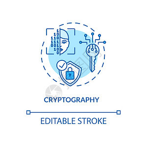 加密概念图标安全通信技术设想细线插图图片