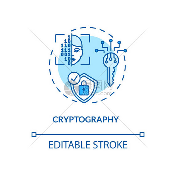 加密概念图标安全通信技术设想细线插图图片
