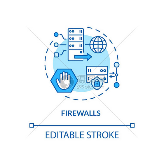 防火墙概念图标未经授权的防火墙概图片