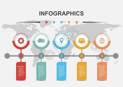 配有5条横幅库存矢量的Infographic设计模板图片